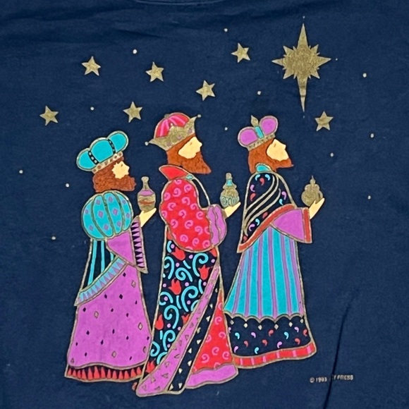 Vintage 1990s 3 Wisemen Holiday Ugly Christmas Xmas Crewneck Sweatshirt - Picture 3 of 4